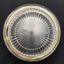 Load image into Gallery viewer, Bottom view of Anchor Hocking ice bucket with sugar texture finish and gold band detail