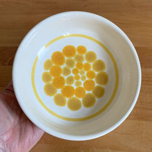 Load image into Gallery viewer, Vintage Sundance ceramic bowl features a sunny yellow graphic design. Crafted by Franciscan, England, 1972 - 1977. A lovely way to add sunshine to your tableware! In vintage condition, free from chips.