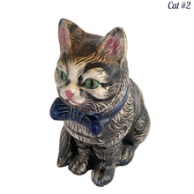 Load image into Gallery viewer, Vintage Hand Painted Figural Tabby Cat Ceramic Planter w/ Blue Bow Tie, Japan