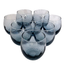 Load image into Gallery viewer, Vintage Libbey “Tiara Blue” Roly Poly Cocktail Glasses – Set of 8 | Swirl Optic | USA, 1970s