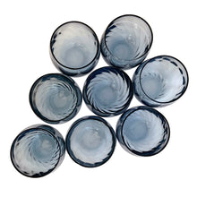 Load image into Gallery viewer, Vintage Libbey “Tiara Blue” Roly Poly Cocktail Glasses – Set of 8 | Swirl Optic | USA, 1970s