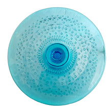 Load image into Gallery viewer, Overhead view of HSG Ząbkowice turquoise blue pressed glass cake stand showing stippled and clear diamond pattern