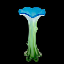 Load image into Gallery viewer, Full view of vintage Twisted Tree Trunk art glass vase, 3⅝ inches diameter by 8 inches tall
