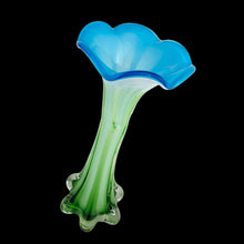 Load image into Gallery viewer, Close-up of ruffled crimped rim on hand-blown Twisted Tree Trunk art glass vase