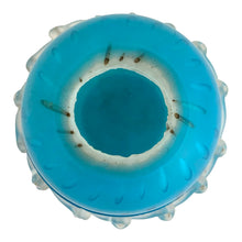 Load image into Gallery viewer, Overhead detail view of antique Victorian hand-blown cased satin art glass fairy lamp showing rough opening at the top