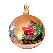 Load image into Gallery viewer, Vintage Fantasia Glass Santa Sleigh & Reindeer Ornament, Poland