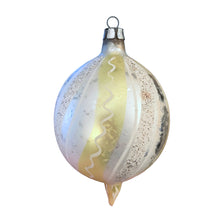 Load image into Gallery viewer, Vintage Polish Silver Swirl Mercury Glass Teardrop Christmas Ornament