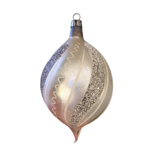 Load image into Gallery viewer, Vintage Polish Silver Swirl Mercury Glass Teardrop Christmas Ornament