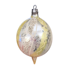 Load image into Gallery viewer, Vintage Polish Silver Swirl Mercury Glass Teardrop Christmas Ornament