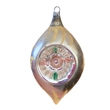Load image into Gallery viewer, Front view of Vintage West German Silver Mercury Glass Double Reflector Christmas Ornament