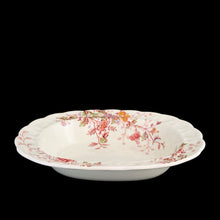 Load image into Gallery viewer, Side interior view of Booths Washington oval open vegetable bowl showing floral pattern and cream glaze