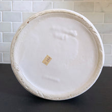 Load image into Gallery viewer, Vintage white ceramic basket planter with rope style handle. Its size and makes it great for creating a mini indoor garden! Marker's mark on the bottom, but it's indecipherable. In excellent condition, free from chips/cracks/repairs. Measures 8 x 9 1/2 inches