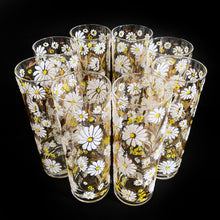 Load image into Gallery viewer, 1950s Culver cocktail glasses with white enamel daisies and gold leaf decoration