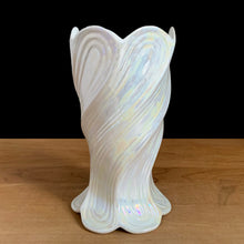 Load image into Gallery viewer, White lustreware vase detail Celtic Weave China, sculptural twist design Ireland 1980s