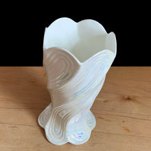 Load image into Gallery viewer, Celtic Weave China Ireland white twist vase 1980s, lustreware bone china vintage collectible