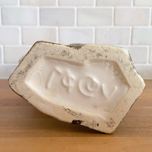 Load image into Gallery viewer, Jacks Daughter of All Trades Vintage Antique Mid-Century Kitsch Store Shop Reseller Etsy Shopify Toronto Canada Free Porch Pick Up Local Delivery Worldwide Shipping Judy Weinberg Unique Housewarming Gift Sustainable Gift Wedding Gift Home Decor Collectible Collector Gift Farmhouse Cottagecore Cottage Lodge Shabby Chic Industrial Art Deco Art Pottery Rare matte white double tulip vase McCoy Pottery 1948
