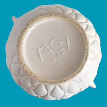 Load image into Gallery viewer, Jacks Daughter of All Trades Vintage Antique Retro Mid-Century Modern Modernist Kitsch Store Shop Reseller Etsy Shopify Toronto Canada Free Porch Pick Up Local Delivery Worldwide Shipping Judy Weinberg Unique Gift Housewarming Gift Sustainable Gift Wedding Gift Home Decor Collectible Collector Gift Farmhouse Cottage Core Shabby Chic Industrial Art Deco Art Pottery McCoy Pottery Matte White Tierra Cushion Quilted Jardiniere Planter