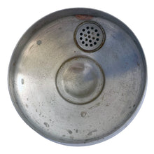 Load image into Gallery viewer, Chrome lid underside detail on 1930s Hazel-Atlas cobalt blue cocktail shaker