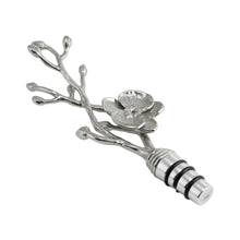 Load image into Gallery viewer, side view of hand-crafted nickel-plated orchid on Michael Aram wine stopper