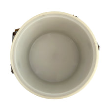 Load image into Gallery viewer, Vintage ice bucket featuring a chrome base, wood grained bucket, topped with a chrome and wood handle and lid; the interior is cream coloured plastic. Crafted by Kromex, USA, circa 1960s. A fabulous example of mid-century design and style!
In used excellent used condition. The handle and knob are in excellent condition. Marked on the bottom with Kromex and Made in the USA.
Measures 8 1/8 x 7 1/4 inches