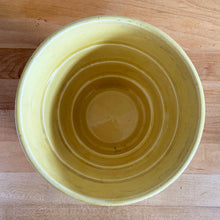 Load image into Gallery viewer, Highly collectible vintage mid-century yellow basketweave ceramic art pottery planter with attached underplate. Crafted by McCoy Pottery, 1950s. The perfect home for your favourite houseplant or succulent!
In excellent vintage condition, no chips/cracks/repairs, age-related crazing. Maker's mark.
Measures 6 3/8 x 5 1/2 inches