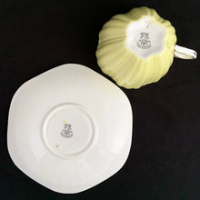 Load image into Gallery viewer, Bottom view of teacup and saucer showing Maker's mark on base of vintage EB Foley 1850 bone china saucer, made in England