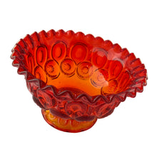 Load image into Gallery viewer, Gorgeous vintage pressed glass amberina "Moon and Stars" round compote or bowl with crimped rim. Produced by the L. E. Smith Glass Company, USA, between 1940's – 2004. This beauty glows brilliantly under black light. A classic fruit bowl, serving dish or decor piece! In excellent condition, free from chips. Measures 7 1/2 x 4 1/2 inches