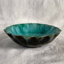 Load image into Gallery viewer, This is a great vintage serving dish for candies, chocolates, nuts or use it for keys on a foyer table. This redware piece is quite lovely with drip glaze finish in green/blue/turquoise. Unstamped bottom. Produced by Blue Mountain Pottery, Canada, circa 1970s. Excellent condition, no chips or cracks. Measures 7 x 2 inches