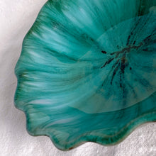 Load image into Gallery viewer, This is a great vintage serving dish for candies, chocolates, nuts or use it for keys on a foyer table. This redware piece is quite lovely with drip glaze finish in green/blue/turquoise. Unstamped bottom. Produced by Blue Mountain Pottery, Canada, circa 1970s. Excellent condition, no chips or cracks. Measures 7 x 2 inches