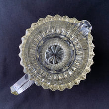 Load image into Gallery viewer, Vintage Clear Pressed Glass Faceted Footed Pitcher England Creamer Gravy Milk Cream Syrup Tableware Glassware Meal Home Decor Boho Bohemian Shabby Chic Cottage Farmhouse Mid-Century Modern Industrial Retro Flea Market Style Unique Sustainable Gift Antique Prop GTA Hamilton Toronto Canada shop store community seller reseller vendor
