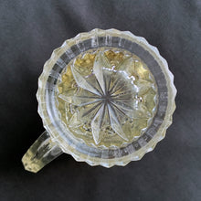 Load image into Gallery viewer, Vintage Clear Pressed Glass Faceted Footed Pitcher England Creamer Gravy Milk Cream Syrup Tableware Glassware Meal Home Decor Boho Bohemian Shabby Chic Cottage Farmhouse Mid-Century Modern Industrial Retro Flea Market Style Unique Sustainable Gift Antique Prop GTA Hamilton Toronto Canada shop store community seller reseller vendor