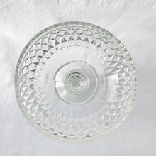 Load image into Gallery viewer, Vintage Diamond Point clear glass compote. Crafted by Indiana Glass, USA, 1970 - 1990. Easily add sparkly elegance to your table or decor with this versatile compote dish. This compote is perfect as a candy bowl, vanity decor or as a catchall.
In excellent condition, no chips.
Measures 6 1/4 x 7 1/8 inches