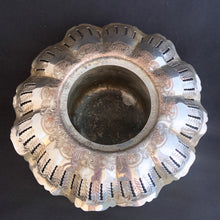 Load image into Gallery viewer, Vintage Essay Canada Silver Plated Scalloped Vase Planter #1044 Flower Frog Shabby Chic Farmhouse Fleamarket Style Home Decor Unique Wedding Centrepiece Floral Arranging Arrangement Freelton Antique Mall Toronto Canada