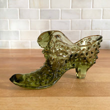 Load image into Gallery viewer, Vintage Colonial Blue "Hobnail" Cat Pressed Glass Shoe, Fenton Art Glass, USA