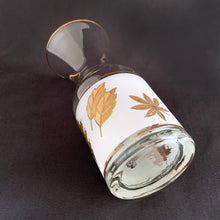 Load image into Gallery viewer, Jacks Daughter of All Trades Vintage Antique Mid-Century Kitsch Store Shop Reseller Etsy Shopify Toronto Canada Free Porch Pick Up Local Delivery Worldwide Shipping Judy Weinberg Unique Housewarming Gift Sustainable Gift Wedding Gift Home Decor Collectible Collector Gift Industrial Hollywood Regency Art Deco Golden Foliage glass half carafe Libbey Glass USA 1950s 1960s 1970s Hollywood glam barware collection luxury party happy hour Mad Men