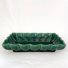 Load image into Gallery viewer, Vintage Forest Green Glazed Pottery Scalloped Rectangular Planter Houseplant Succulent Plant Container Ceramic Tableware Glassware Home Decor Boho Bohemian Shabby Chic Cottage Farmhouse Victorian Mid-Century Modern Industrial Retro Flea Market Style Unique Sustainable Gift Antique Prop GTA Eds Mercantile Hamilton Freelton Toronto Canada shop store community seller reseller vendor
