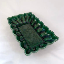 Load image into Gallery viewer, Vintage Forest Green Glazed Pottery Scalloped Rectangular Planter Houseplant Succulent Plant Container Ceramic Tableware Glassware Home Decor Boho Bohemian Shabby Chic Cottage Farmhouse Victorian Mid-Century Modern Industrial Retro Flea Market Style Unique Sustainable Gift Antique Prop GTA Eds Mercantile Hamilton Freelton Toronto Canada shop store community seller reseller vendor