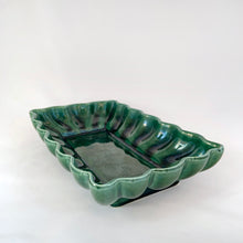 Load image into Gallery viewer, Vintage Forest Green Glazed Pottery Scalloped Rectangular Planter Houseplant Succulent Plant Container Ceramic Tableware Glassware Home Decor Boho Bohemian Shabby Chic Cottage Farmhouse Victorian Mid-Century Modern Industrial Retro Flea Market Style Unique Sustainable Gift Antique Prop GTA Eds Mercantile Hamilton Freelton Toronto Canada shop store community seller reseller vendor