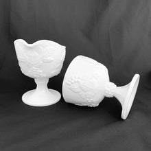 Load image into Gallery viewer, Jacks Daughter of All Trades Vintage Antique Mid-Century Kitsch Store Shop Reseller Etsy Shopify Toronto Canada Free Porch Pick Up Local Delivery Worldwide Shipping Judy Weinberg Unique Housewarming Gift Sustainable Gift Wedding Gift Home Decor Collectible Collector Gift Farmhouse Cottagecore Cottage Lodge Shabby Chic Harvest milk glass creamer and sugar set Colony Glass USA 1970s classic style
