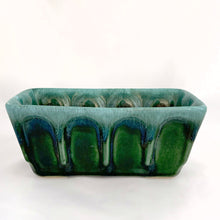 Load image into Gallery viewer, Vintage Hull Pottery Green Drip Glaze Rectangular Planter Houseplant Succulent Violets Teal Forest Ceramic Shabby Chic Farmhouse Flea Market Style Garden Container Home Decor Freelton Antique Mall Toronto Canada Hamilton