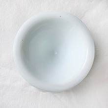 Load image into Gallery viewer, This classic vintage milk glass round pedestal compote in the "Crown" pattern makes a great serving dish for candy, nuts. Alternatively, repurpose on a bathroom vanity to hold cotton balls or bath bombs or use in the office to hold small supplies. This sweet piece of pressed glass will enhance any decor style! In excellent condition, free from chips or cracks. Manufactured by Colony (Indiana Glass Co.) circa 1960/70s. Measures 5 x 5 1/4 inches