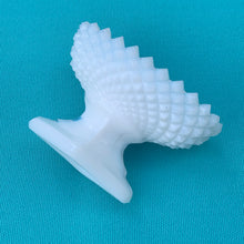 Load image into Gallery viewer, Vintage Milk Glass Oval Shaped Pedestal Bowl, Diamond Point with Saw Toothed Edge Shabby Chic Farmhouse Flea Market Style Home Decor Antique Freelton Mall Toronto Canada Westmoreland