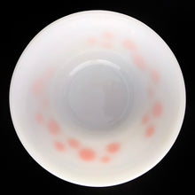 Load image into Gallery viewer, Classic vintage white milk glass mixing bowl decorated with a pattern of orange dots. Produced by Federal Glass, USA, circa 1960s. Perfect for mixing, serving and storing your culinary creations! In good vintage condition, no chips or cracks and the printing is shiny and vibrant. There is minor to wear to a few of the dots and one dot appears to have a manufacturer's defect where part of the dot is missing. Measures 6 x 3 inches