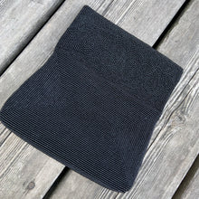 Load image into Gallery viewer, This is one of the nicest, well-cared for and preserved mid-century glass seed beaded evening clutch purses we've encountered. It has a stunning hand sewn beadwork, a black satin interior lining and a nifty pinch/squeeze closure. A super glam piece of vintage fashion! Made in Hong Kong and imported by Aristo. The beading and interior satin are in mint condition. Measures 7-1/4" x 4-5/8"