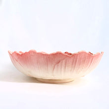 Load image into Gallery viewer, A lovely vintage pink serving bowl embossed with a lotus flower design. It's pretty pink interior is punctuated with a yellow and green centre. Crafted by Royal Winton Grimwades, England, circa 1930. A beautiful serving bowl or decor piece.
In excellent condition, no chips or cracks. Crazing present.
Measures 9 1/4 x 3 inches