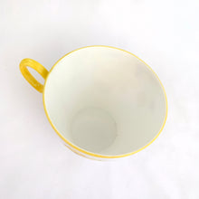 Load image into Gallery viewer, Lovely vintage Phlox Yellow Trim teacup, saucer and salad plate trio. Produced by Shelley, England. Circa 1940. In excellent vintage condition, free from chips/cracks. Minor manufacturer's defect on rim of salad plate and underside has slight discoloration (see photos). Cup measures 3-1/4" x 2-5/8" with registration mark "795072" and a green infinity sign. Saucer measures 5-3/8" marked "071 D" Plate measures 6-7/8" "IDEAL CHINA No. C.R.071" yellow "C" 2 dots