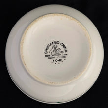 Load image into Gallery viewer, Shenango China was the king of diner tableware in the 20th century! We've all eaten from these fabulous vintage restaurant vitreous stoneware cereal or soup bowls at some point in our lives. These stoneware bowls are distinctively off-white with a scalloped green band. Produced by Anchor Hocking USA beginning in 1901 until 1991. Talk about history! In excellent condition, free from chips/cracks with very minor wear. Measures 5" x 2"