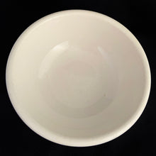Load image into Gallery viewer, Shenango China was the king of diner tableware in the 20th century! We've all eaten from these fabulous vintage restaurant vitreous stoneware cereal or soup bowls at some point in our lives. These stoneware bowls are distinctively off-white with a scalloped green band. Produced by Anchor Hocking USA beginning in 1901 until 1991. Talk about history! In excellent condition, free from chips/cracks with very minor wear. Measures 5" x 2"