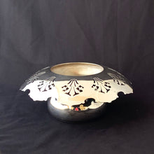 Load image into Gallery viewer, Vintage Art Deco Pierced Silver Plated Flower Frog Vase, Meriden International Silver Plate Co. Wedding Centrepiece Floral Arranging Arrangement Home Decor Boho Bohemian Shabby Chic Cottage Farmhouse Victorian Mid-Century Modern Industrial Retro Flea Market Style Unique Sustainable Gift Antique Prop GTA Eds Mercantile Hamilton Toronto Canada shop store community seller reseller vendor