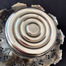 Load image into Gallery viewer, Vintage Art Deco Pierced Silver Plated Flower Frog Vase, Meriden International Silver Plate Co. Wedding Centrepiece Floral Arranging Arrangement Home Decor Boho Bohemian Shabby Chic Cottage Farmhouse Victorian Mid-Century Modern Industrial Retro Flea Market Style Unique Sustainable Gift Antique Prop GTA Eds Mercantile Hamilton Toronto Canada shop store community seller reseller vendor
